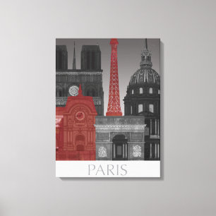 Paris-Aufzüge bis zum Nacht - Rot Leinwanddruck