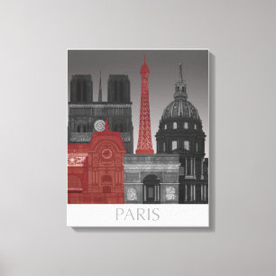 Paris-Aufzüge bis zum Nacht - Rot Leinwanddruck