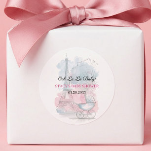 Paris Baby Shower Eiffelturm Geschlechtsneutral Runder Aufkleber