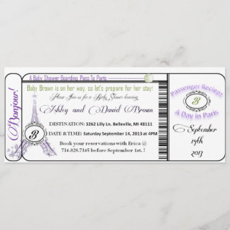 Paris Baby shower Pass Invitation