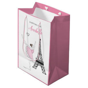 Paris Ballerina, Eiffelturm Rosa Ballett Geburtsta Mittlere Geschenktüte