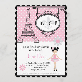 Paris Ballerina Einladung zum Duschen/Geburtstag