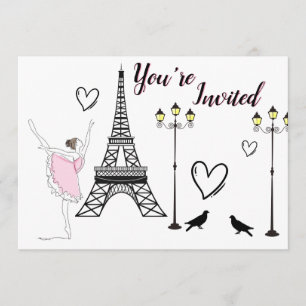 Paris Ballerina und der Eiffelturm Einladung