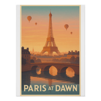 Paris bei Dawn Retroreise Poster