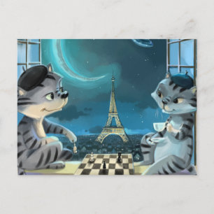 Paris bei der Nachtkarte (optionaler Umschlag) Postkarte