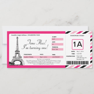 Paris Birthday Boarding Pass Ticket Einladung
