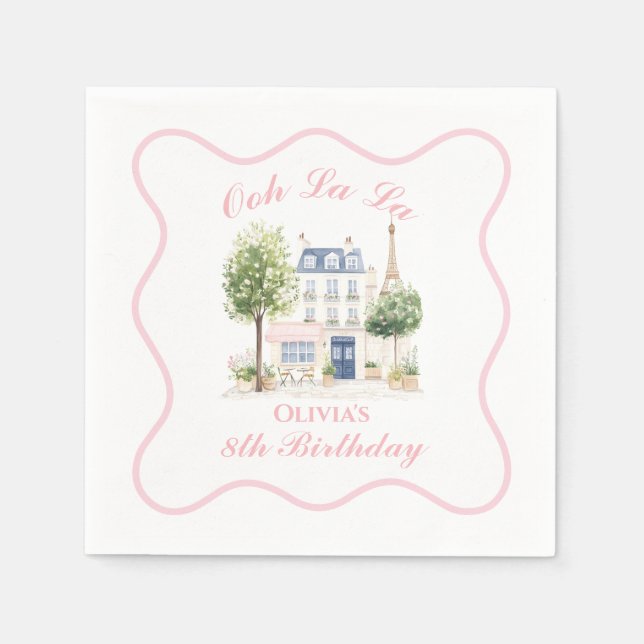 Paris Birthday Pariser Café - Wine Bar Party Serviette (Vorderseite)