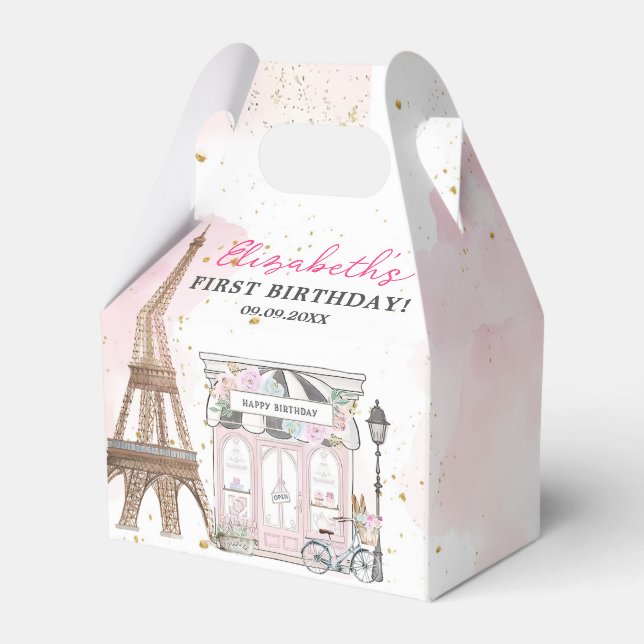 Paris Birthday Parisian Café Party Geschenkschachtel (Rückseite)