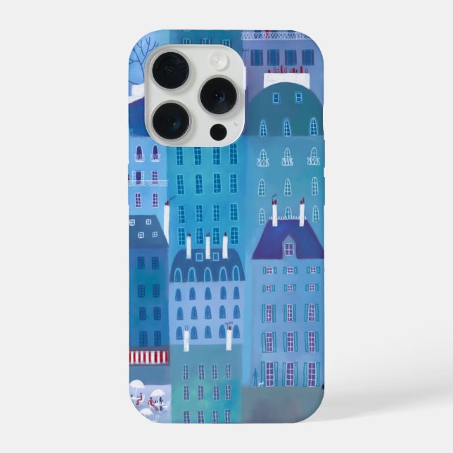 Paris Blau iPhone 15 Pro Hülle (Rückseite)