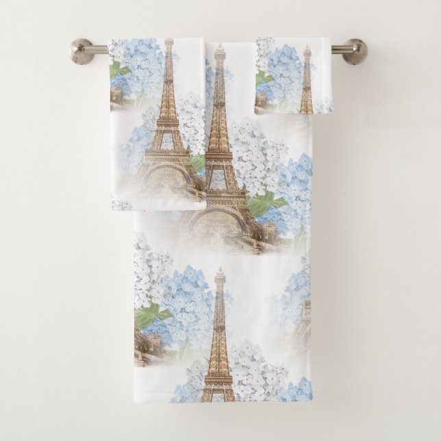 Paris-Blauhydrangea-weißes Tuch-Set Badhandtuch Set (Insitu)