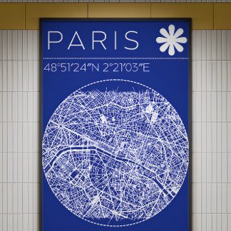 Paris Blaupausen-Poster Kreisstadt Wandkunst Fotodruck