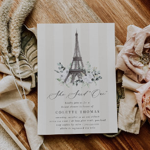 Paris Bloom Floral Eiffelturm Brautparty-Einladung Einladung