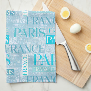 Paris Blue Birthday Party Brautparty Geschirrtuch