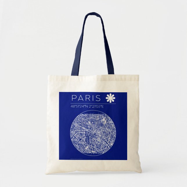 Paris Blueprint City Map Tote Bag (Devant)