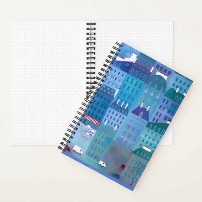 Paris Blues Cityscape Painting Frankreich Notizbuch (Innen)