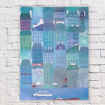 Paris Blues Holzkisten Schild<br><div class="desc">Modernes Stadtbild von Paris im Frühling. Für diejenigen,  die Frankreich und französische Architektur Liebe. Original Kunst von Nic Squirrell</div>