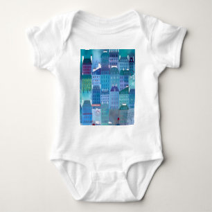 Paris Blues Modernes Stadtbild Baby Strampler