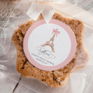 Paris Bogen Eiffelturm  Danke Merci BRAUTSHOWER Runder Aufkleber