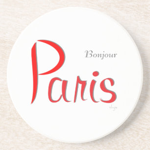 PARIS Bonjour (Hallo) Sandstein Untersetzer