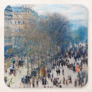 Paris Boulevard, Claude Monet Rechteckiger Pappuntersetzer