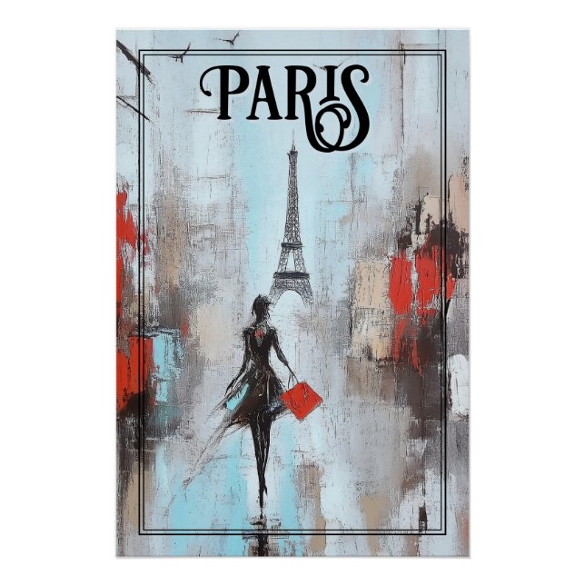 Paris Bound Woman in Schwarz Poster (Vorderseite)