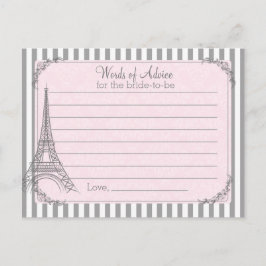 Paris Brautparty Advice card für die Braut Hinweiskarte