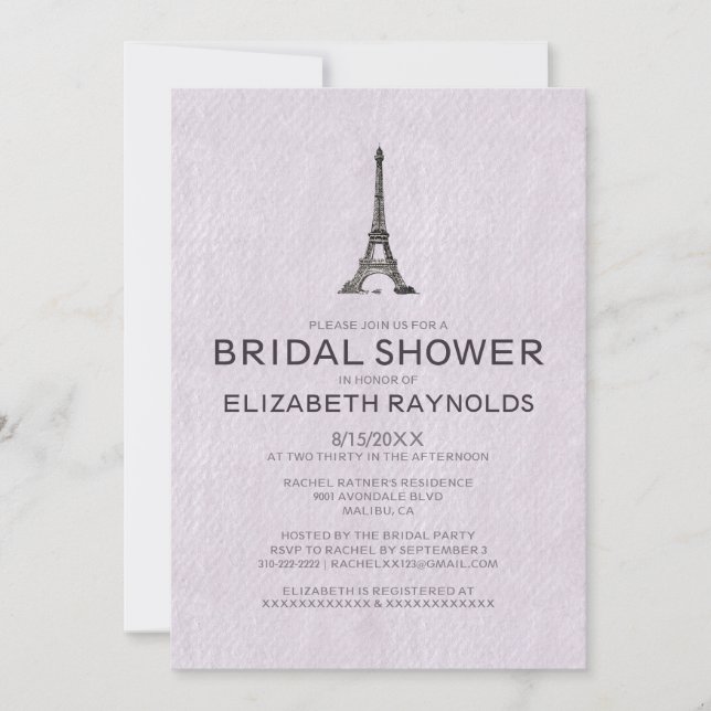 Paris Bridal Dusche Einladungen (Vorderseite)