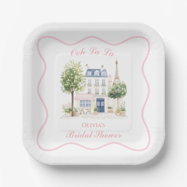 Paris Bridal Shower Parisian Cafe Pappteller (Vorderseite)