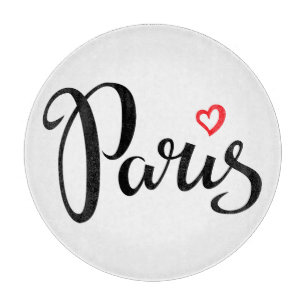 Paris Brush Letters with Heart Schneidebrett