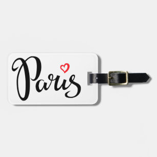 Paris-Bürsten-Beschriftung mit Herzen Gepäckanhänger