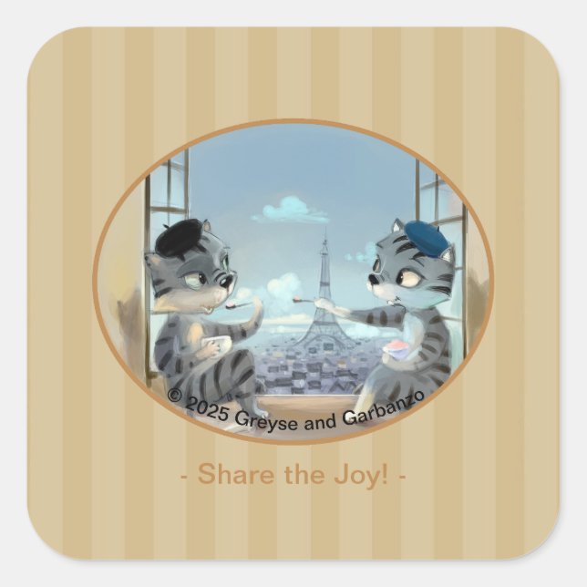 Paris by Day Classic Square Stickers - Joy (Vorderseite)