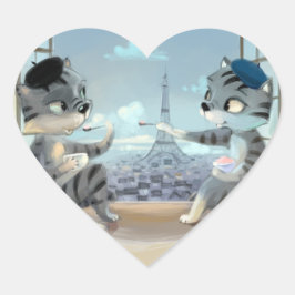 Paris by Day Heart Stickers