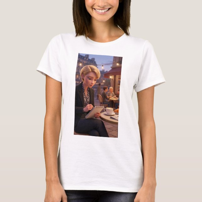 Paris Café Journal Mädchen T-Shirt (Vorderseite)