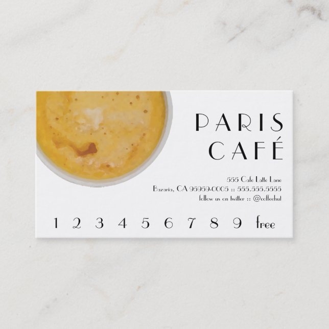 Paris-Café-Kaffee-Getränk-Loyalität/Lochkarte Treuekarte (Vorderseite)