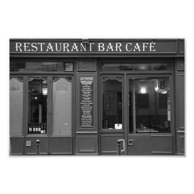 Paris Café - Les Tontons - Schwarz und Weiß - Fotodruck (Vorne)
