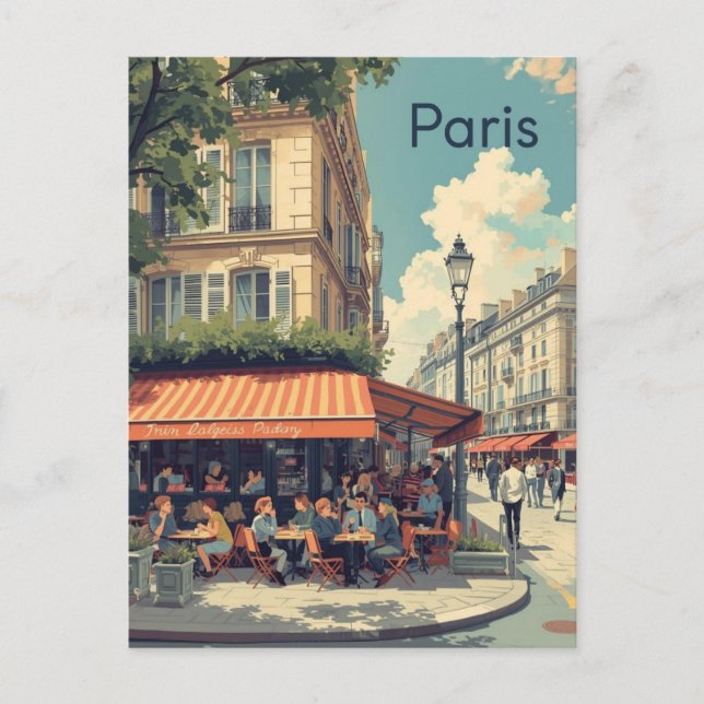 Paris Café Postkarte (Vorderseite)