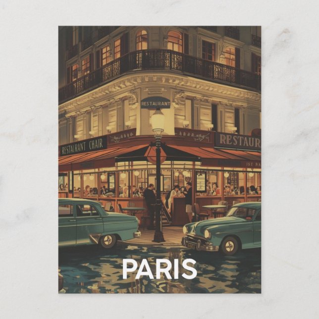 Paris Café Postkarte (Vorderseite)