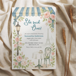 Paris Cafe She Said Oui Brautparty Einladung