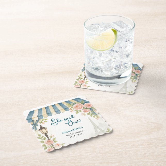 Paris Cafe She Said Oui Brautparty Untersetzer (Vor Ort)