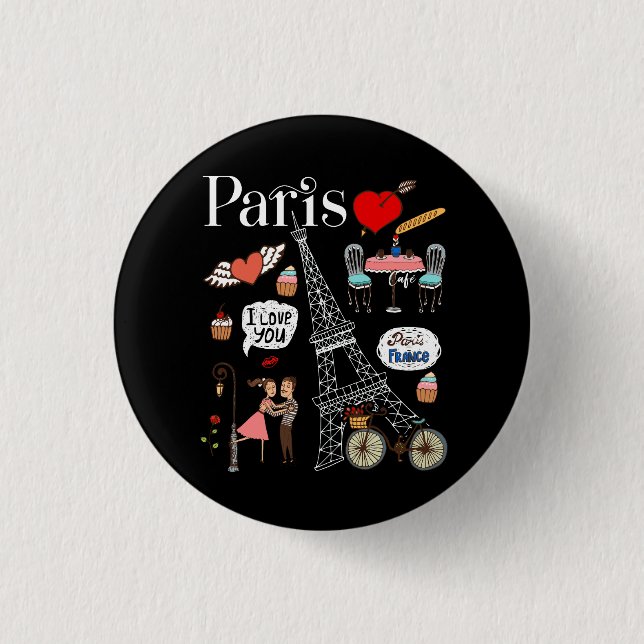 Paris Café Souvernir Fantasy Country Eiffel Tower Button (Vorderseite)