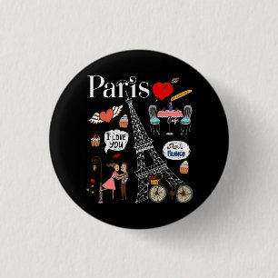 Paris Café Souvernir Fantasy Country Eiffel Tower Button