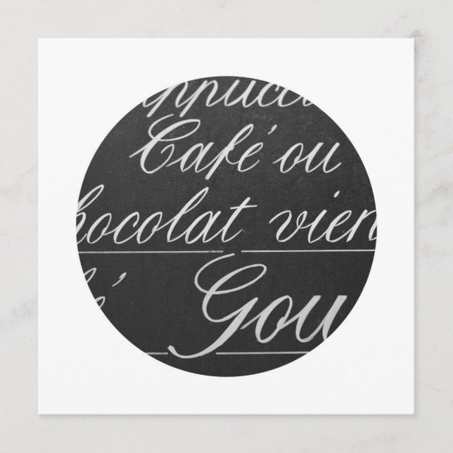 Paris-Café-Tafel-Menü-Zeichen Menükarte (Vorderseite)