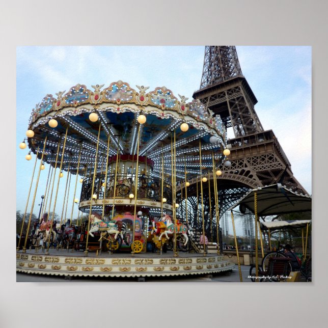 Paris Carousel (& Eiffelturm) Poster (Vorne)