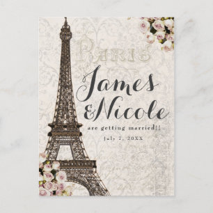 Paris Chic Elegant Eiffel Tower Save the Date Ankündigungspostkarte