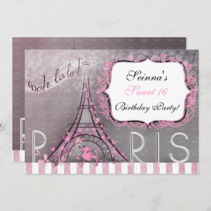 Paris Chic Sparkle Eiffel Tower Party Sweet 16 Einladung