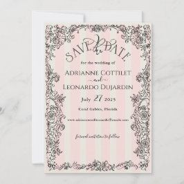 Paris Chic Verziert Pink Stripes Wedding Save The Date