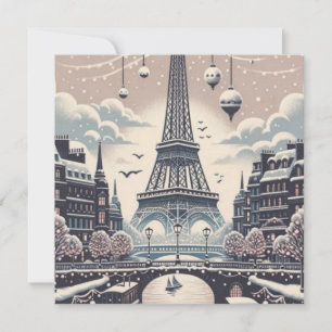 Paris Christmas Poster - Eiffelturm Snowy Winter