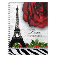 Paris Christmas Travel Journal Eiffel Tower Rose