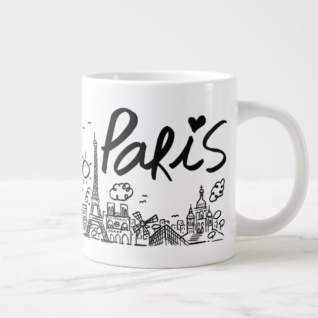 Paris City Doodle Jumbo-Tasse (Rechts)