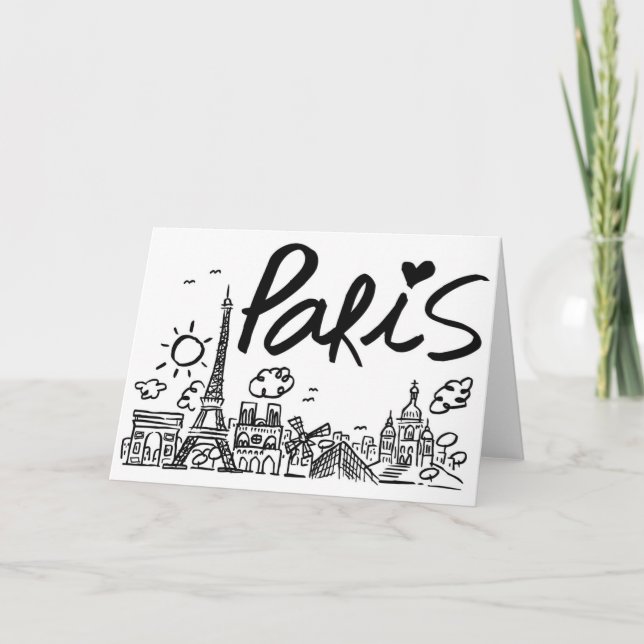 Paris City Doodle Karte (Vorderseite)